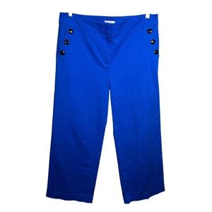Loft Wide Leg Pants Womens 14 Blue Sailor Button High Rise Crop Chino‎